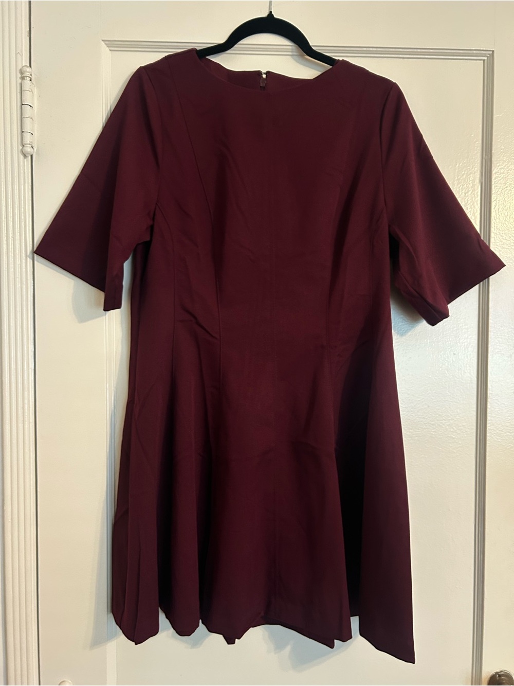 NWOT H&M Twill Tapered Waist Dress Burgundy - Picture 7 of 7